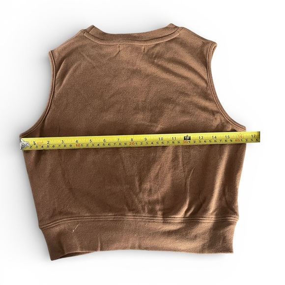 QINSEN Women’s Crewneck Twist Tank Front Crop Brown Sleeveless Sz Sm - Picture 6 of 8